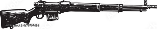 Hand-Drawn Karabiner 98k Rifle: Vintage Military Firearm Illustr