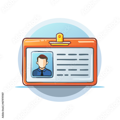 Identification badge with employee photo for entry security access and official personal identity