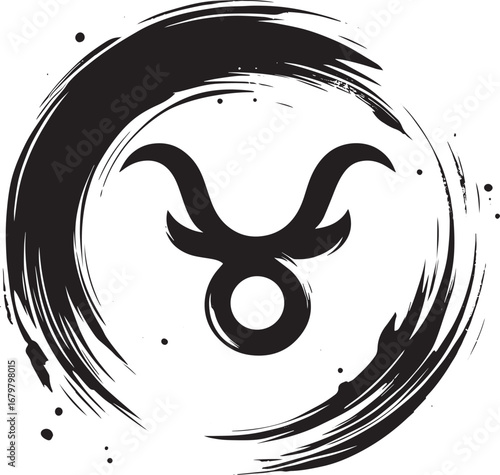 Taurus constellation symbol in minimalist style, zodiac sign, br