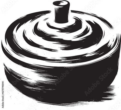 Stylized Baba Ganoush Illustration in Sumi-e Technique with Expr