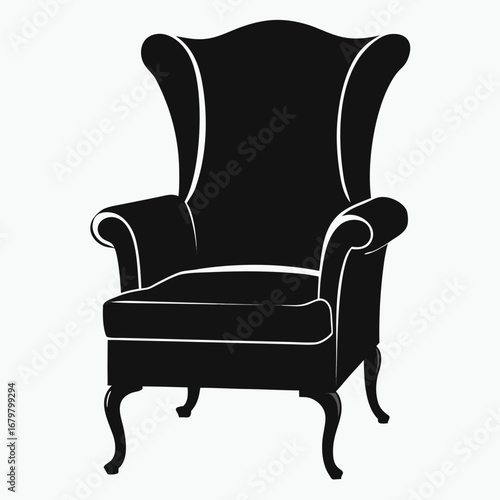 Minimalist Wingback Chair Vector Silhouette for Interior Design