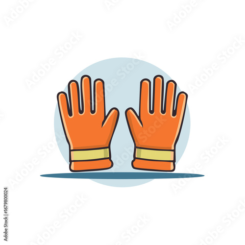 Bright Orange Work Gloves With Yellow Bands Safety Protection