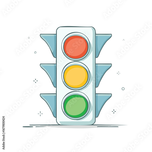 Traffic Signal Light with Red Yellow and Green Circles Illustration