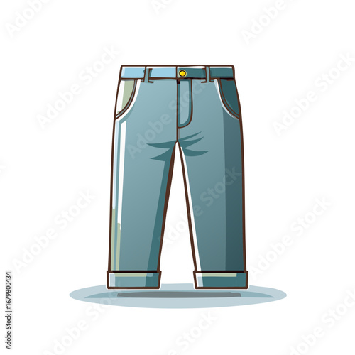Light Blue Cuffed Jeans Vector Illustration Casual Fashion Denim Apparel Design