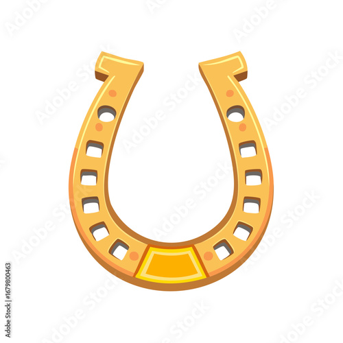 Lucky golden horseshoe with cartoon design for charms and talismans