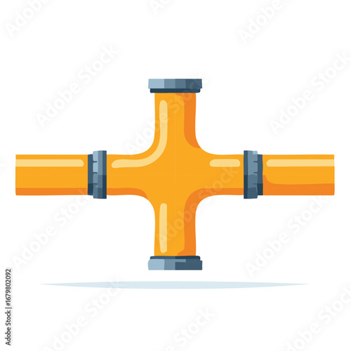 Stylized illustration of an orange plumbing pipe connector on a white background.