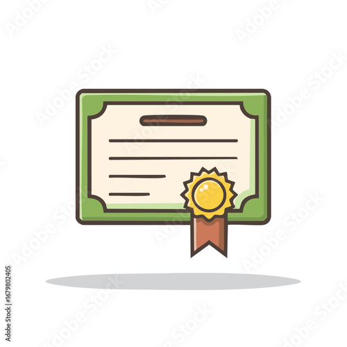 green certificate with gold medal clip art preview