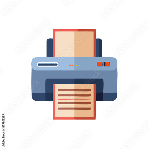 Illustration of a printer printing a document