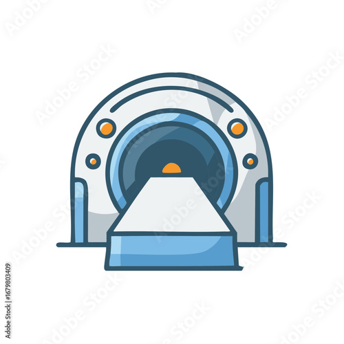 Medical Illustration of a Computerized Tomography (CT) Scanner Machine