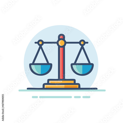 Scales of justice illustration symbolizing law, equity, decisions and judgement flat vector design