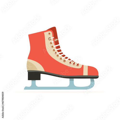 Colorful illustration of a single ice skate for winter sport activities