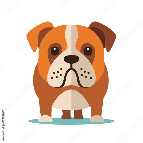 Cartoon Bulldog Illustration in Muted Earth Tones, Vector Design