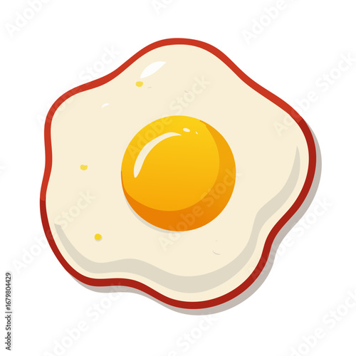 Cartoon illustration of a single fried egg sunny side up with a bright yellow yolk