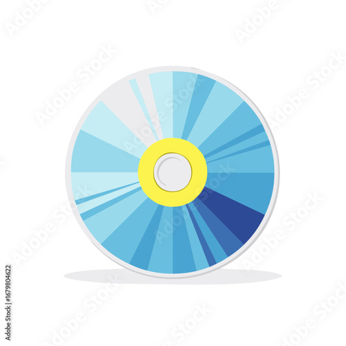 Abstract vector illustration of a colorful CD-ROM with radial blue and yellow stripes