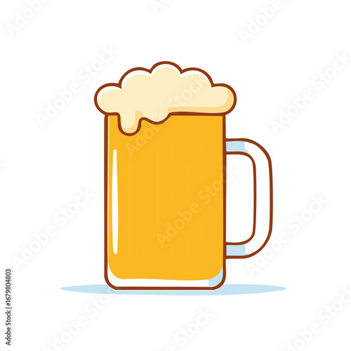 Golden Beer Mug with Frothy Head Refreshing Beverage Illustration