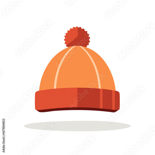 Orange and red knit winter hat with pompom a cozy cold weather accessory