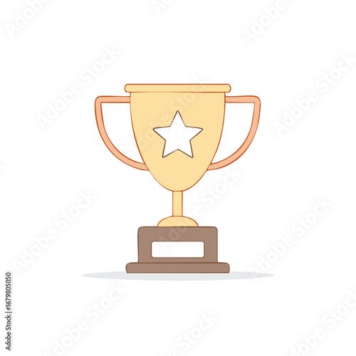Shiny gold award trophy with star emblem illustration for winners and champions