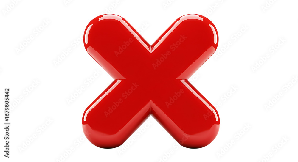 Fototapeta premium Glossy red letter x isolated on transparent background