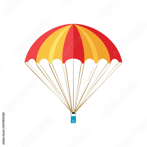 Striped Parachute with Harness Illustration in Red and Yellow