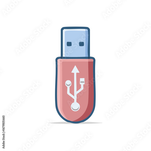Colorful cartoon USB flash drive illustration representing digital data storage and portable technology