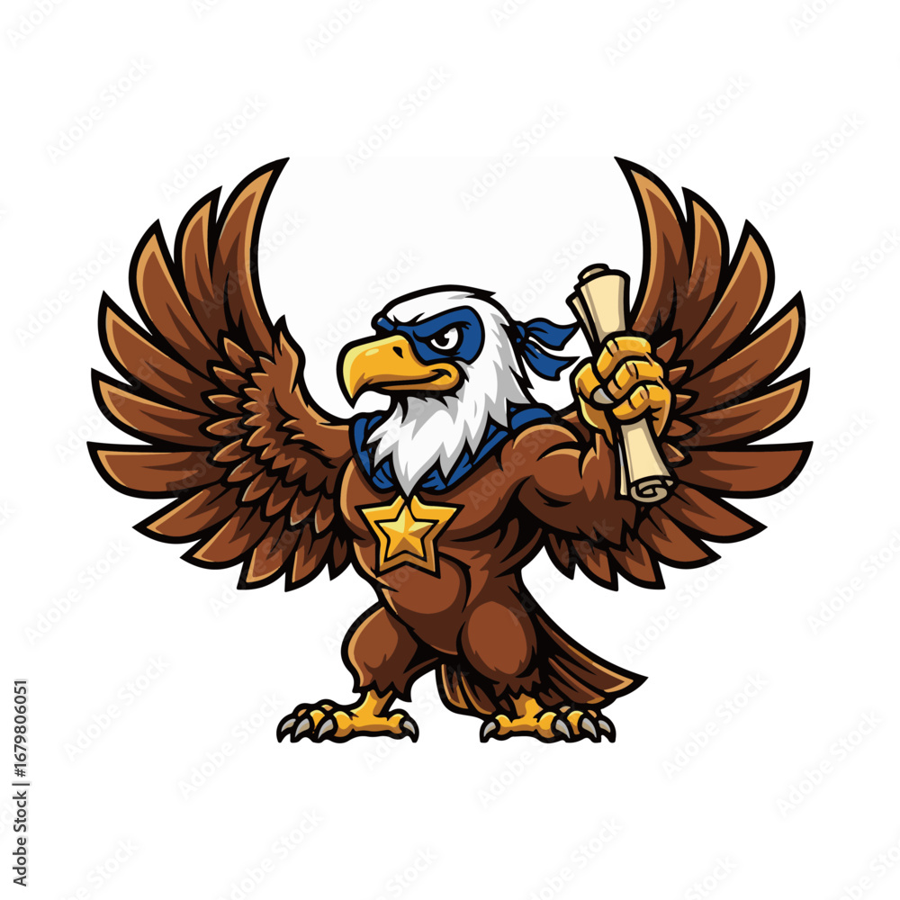 Fototapeta premium A majestic eagle with outstretched wings and a lightning bolt, a powerful and iconic logo.