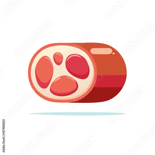 Cartoon style meat roll sausage slice vector illustration food icon