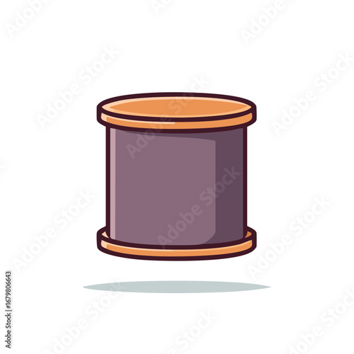 Cartoon Spool of Thread, Sewing Notion with Orange Trim and Purple Spool