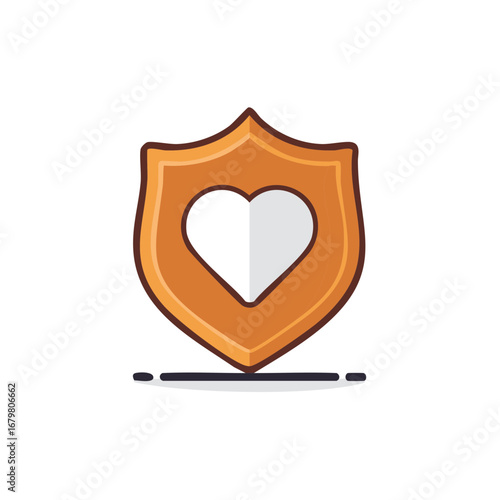 Golden shield with a heart icon representing love security and insurance
