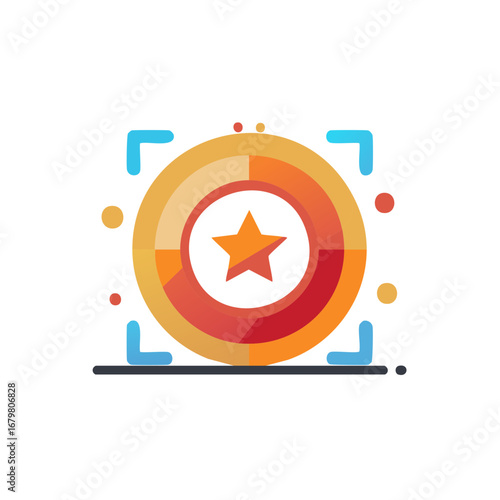 Star award in segmented circle with target focus and abstract elements
