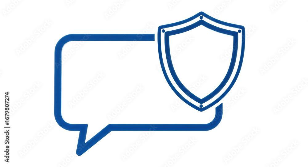 Naklejka premium Isolated Chat Bubble with Shield