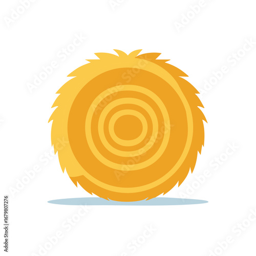 Bale of Hay Round, Stacked in Field, Harvested Crop, Agriculture Concept, Isolated on White Background