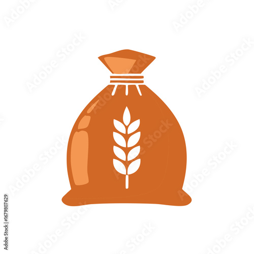Wheat bag icon illustration. Agricultural harvest and food concept. Symbol of farming and nutrition.