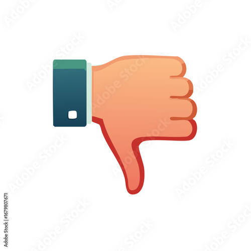 Stylized hand with thumbs down gesture conveying negativity or disapproval