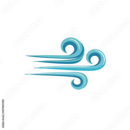 Wind illustration, blue air flow design, vector, nature concept, weather icon