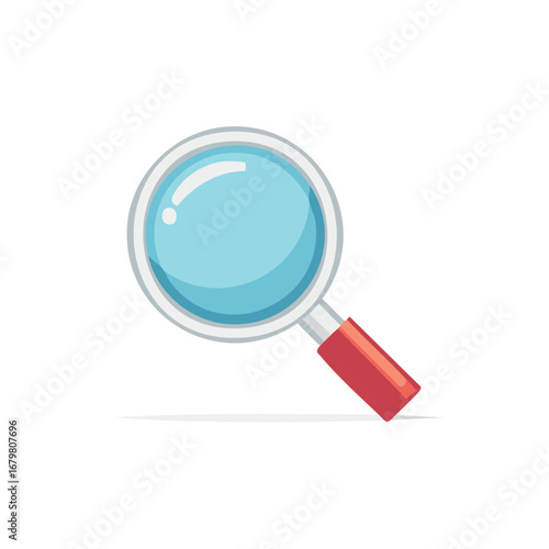 Stylized Magnifying Glass with Red Handle Symbolizes Search or Discovery