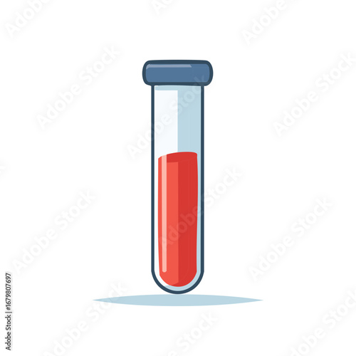 Illustration of a test tube filled with red liquid medicine or blood.