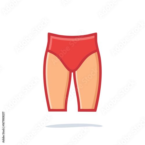 Red high waisted briefs on feminine hips and legs minimalist vector illustration