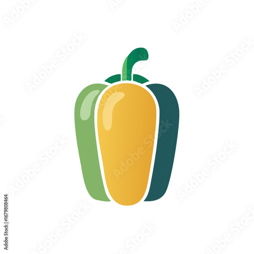 Isolated bell pepper illustration of green yellow and dark green colors