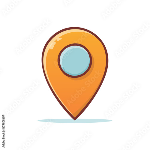 Orange map marker illustration. Location icon vector art. Graphic design element for navigation and place pinpoint.