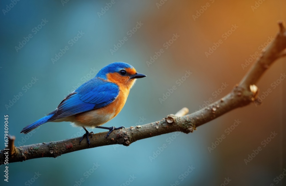 Fototapeta premium A colorful bird perched on a branch with a blurred natural background
