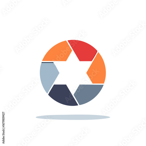 Infographic Element Circular Chart with Six Slices forming a star inside,  Modern Presentation Circle Segments Vector Illustration