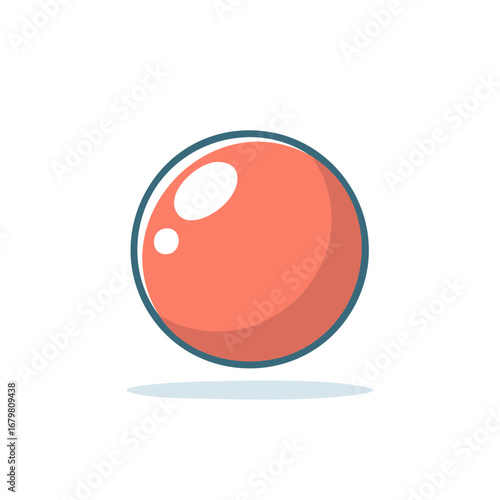 Shiny red bouncing ball cartoon vector illustration glossy sphere icon