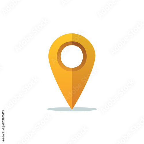 Golden Location Marker Icon, Illustrating GPS Navigation and Destination Concepts