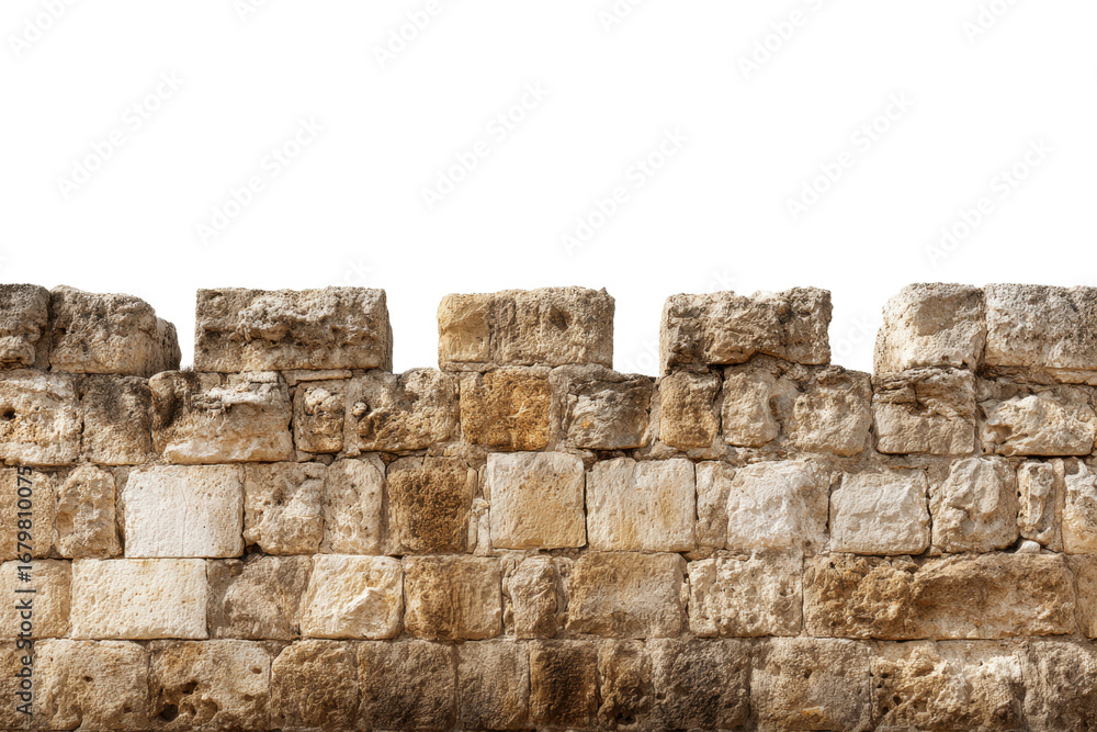 Obraz premium Ancient Jerusalem Stone Wall on Transparent Background