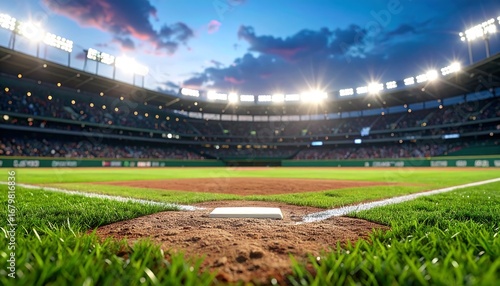 Baseball stadium at twilight