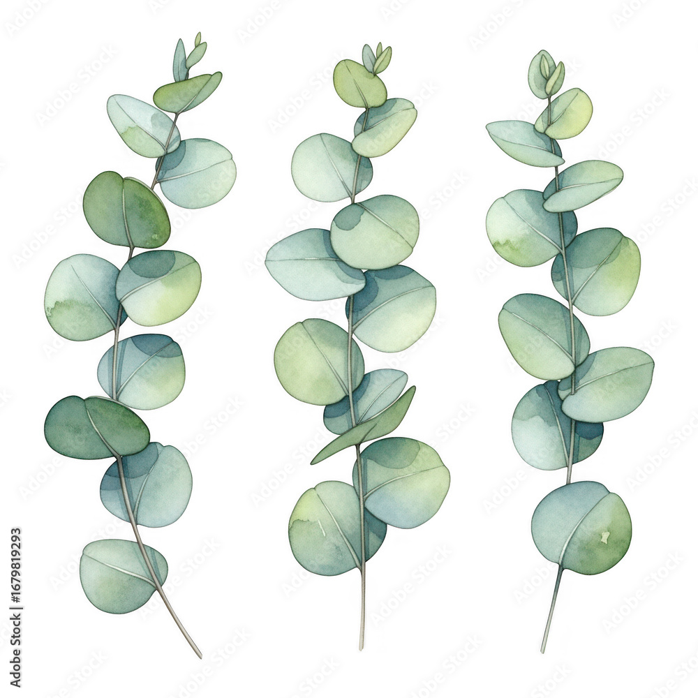 Obraz premium Eucalyptus branches isolated on transparent background
