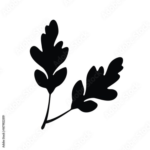 Silhouette illustration of two leaves against a white background, minimalist design