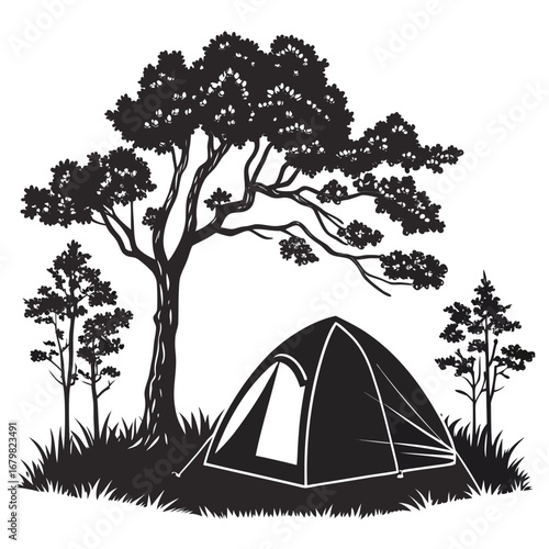 Tent with trees