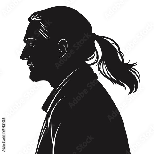Man long hair ponytail