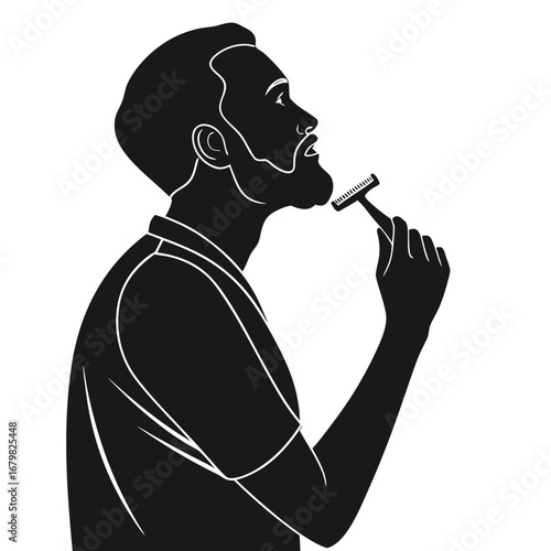 Man shaving face